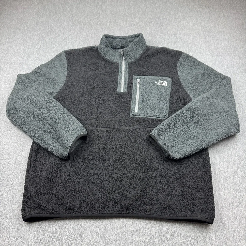 The North Face Jacket Mens XL Black Gray Yumiori 1/4 Zip Fleece Pullover Outdoor